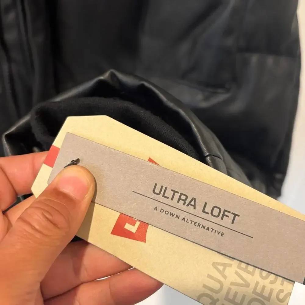 Levis black leather puffer jacket